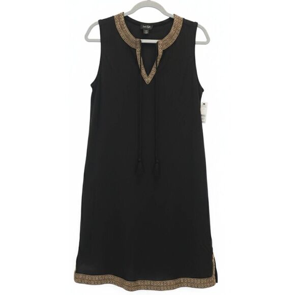 Lord & Taylor Dresses & Skirts - Lord Taylor womens small black shift dress soft modal black tan stretch
